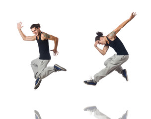 Man dancing isolated on the white