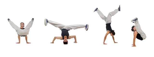 Man dancing isolated on the white