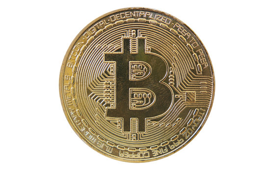 bitcoin on white background. crypto currency