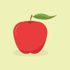 vector illustration red apple fruits with green leaf, red apple icon, icon fruits, fruits illustration, fruits for thanks giving day