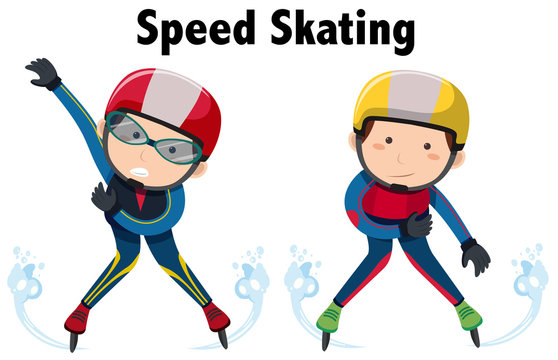 Two people doing speed skating