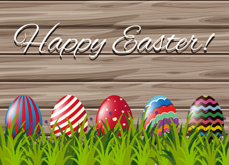 Decorated eggs in garden for easter