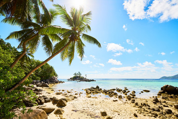 Little granite Mouse island (Ile Souris), Anse Royal beach, island of Mahe, Seychelles, Indian Ocean