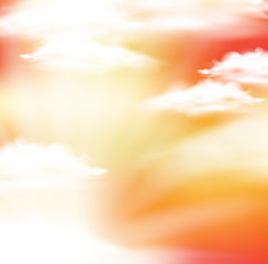 Background template with clouds on orange sky