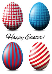 Easter poster design with four eggs
