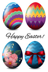 Easter poster design with four colorful eggs