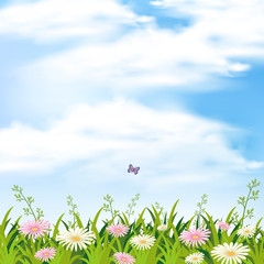 Background scene with flower garden