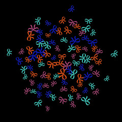 Festive Background with Colorful Bows. Delicate Pattern for Postcard, Print, Banner or Poster. Little Pretty Bows For Party Decoration, Wedding, Birthday or Anniversary Invitation. Vector