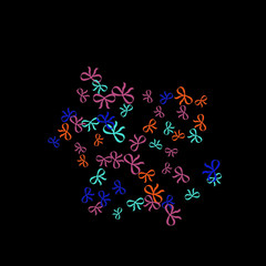 Festive Background with Colorful Bows. Delicate Pattern for Postcard, Print, Banner or Poster. Little Pretty Bows For Party Decoration, Wedding, Birthday or Anniversary Invitation. Vector
