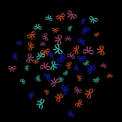 Festive Background with Colorful Bows. Delicate Pattern for Postcard, Print, Banner or Poster. Little Pretty Bows For Party Decoration, Wedding, Birthday or Anniversary Invitation. Vector
