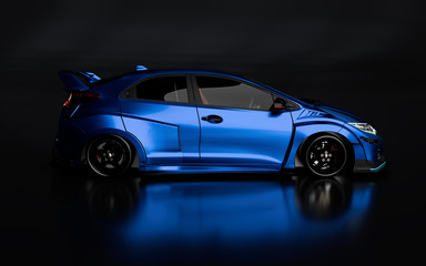 Plakat 3D Rendering of a Brand-less Generic Concept Racing Car. Illustration 3D.