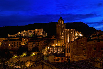 Fototapeta premium Night view of the village of Albarracin. Spain