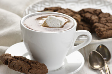 Hot chocolate and chocolate crinkle cookies