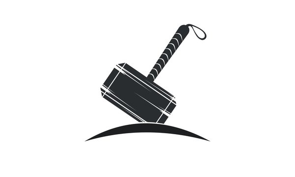 thunder hammer illustration, vector art, Hammer of Thor silhouette, Mjolnir icon