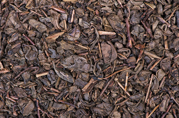 Dried tea leaves close up