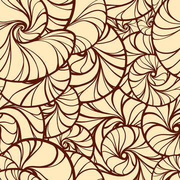 Vector Spiral Stylized Snail Shells Seamless Pattern