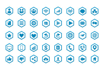 Blue Polygon general icon collection