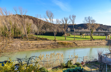 landscape at Ombrone river, Istia d'Ombrone, Grosseto, tuscany, Italy