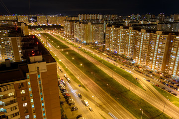 Fototapeta na wymiar View of Lyubertsy at night. Moscow Oblast, Russia