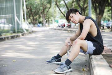 Young asian man exercise