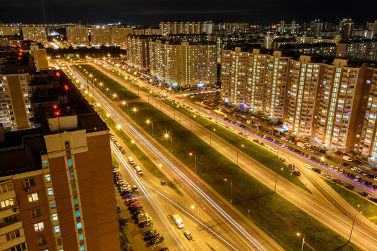 View of Lyubertsy at night. Moscow Oblast, Russia