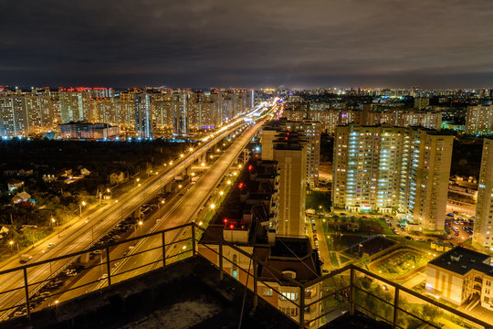 View of Lyubertsy at night. Moscow Oblast, Russia