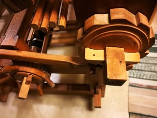 Old age wooden loom machine - manually operated mill machinery