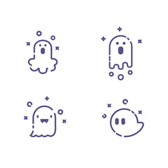 Halloween ghost icon set. Outline Vector symbol collection. Halloween Symbols.