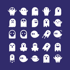 Ghost icon set. Glyph Vector symbol collection. Halloween Symbols.