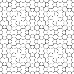 Black geometric ornament on white background. Seamless pattern
