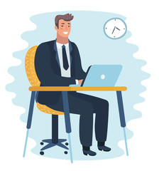 Man Working On laptop Computer.Businessman or office worker. 