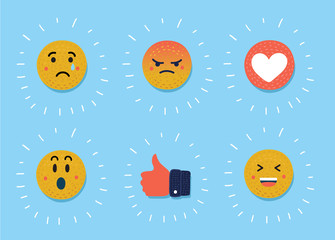 Smiley,emoticons set. Yellow face with emotions. Facial expression.