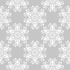 White floral seamless pattern on gray background - 192799955