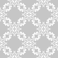 White floral seamless pattern on gray background