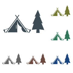 Stylized icon of tourist tent