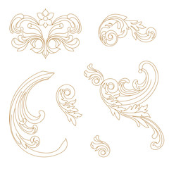 Golden vintage baroque ornament, corner. Retro pattern antique style acanthus. Decorative design element filigree calligraphy vector. - stock vector