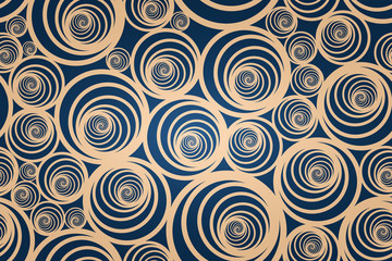 Fototapeta na wymiar Seamless spiral gold pattern with dark blue background