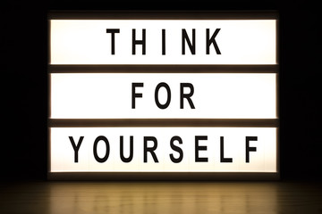 Think for yourself light box sign board