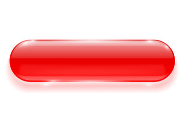 Oval glass button. Red 3d shiny blank push button