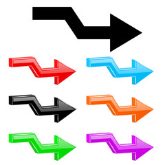 Broken arrows. 3d colored shiny icons