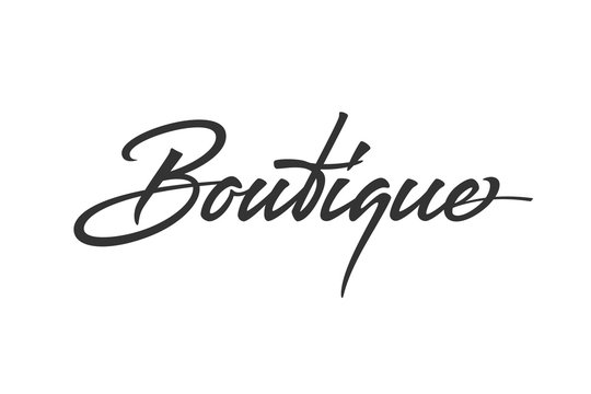 Boutique logo design. Vector sign lettering. Logotype calligraphy