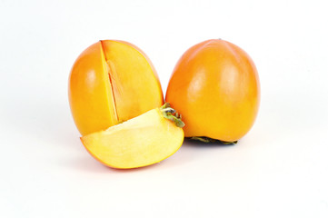 Diospyros kaki on white background