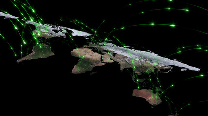 3D rendering of the best concept of the global network, the Internet, global communication, business, traffic flows. Elements of this image furnished by NASA