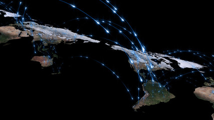 3D rendering of the best concept of the global network, the Internet, global communication, business, traffic flows. Elements of this image furnished by NASA