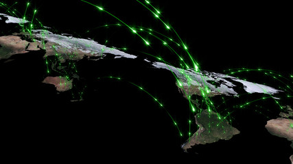 3D rendering of the best concept of the global network, the Internet, global communication, business, traffic flows. Elements of this image furnished by NASA