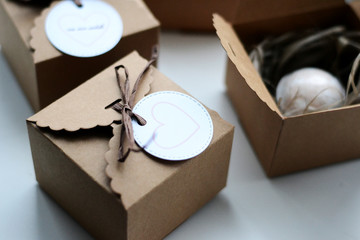 festive cardboard box with love