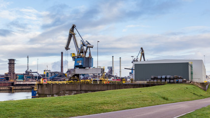 Fototapeta na wymiar Steelmaking industry plant in IJmuiden in the Netherlands