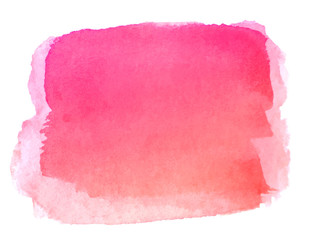 Watercolor hand painted abstract pink red background. Brush stroke isolated on white background.