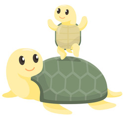 陽気なカメの親子