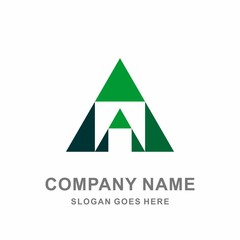 Company Symbol Logo Design Template Triangle Green Geometric Icon Symbol